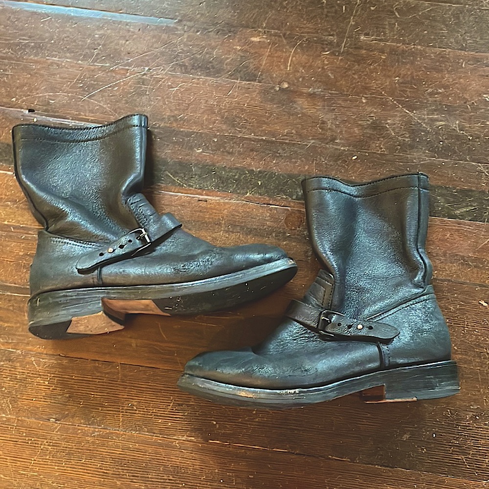 Rag & Bone Black Leather Motorcycle Boots